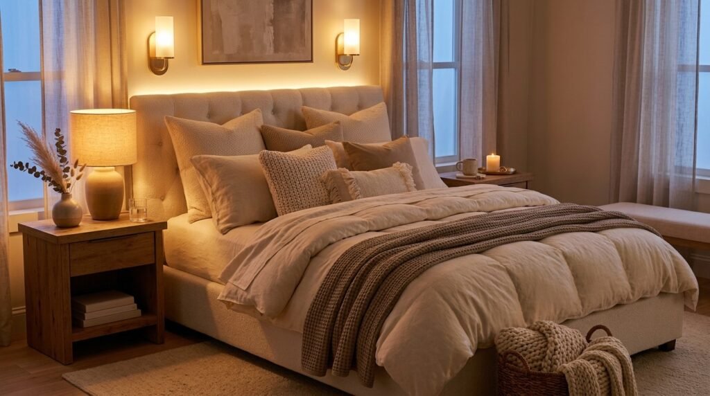 luxury bedroom ideas warm bedding
